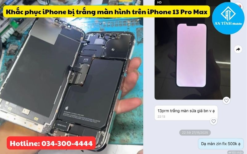 iPhone 13 Pro Max bị trắng màn hình