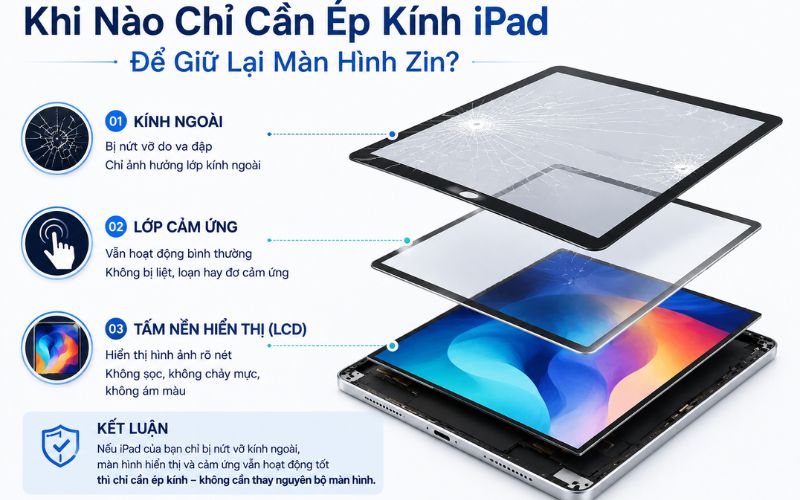 Khi nào chỉ cần ép kính iPad thay vì thay màn hình