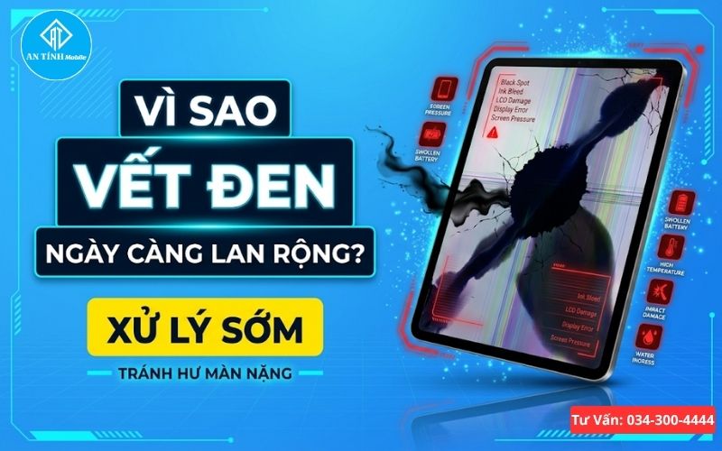 nguyên nhân vết đen trên màn hình iPad ngày càng lan rộng