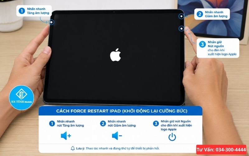 Hướng dẫn khởi động lại iPad khi mất nguồn