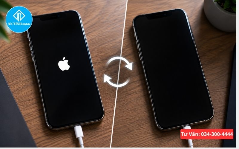 Màn hình điện thoại iPhone bị boot loop treo quả táo