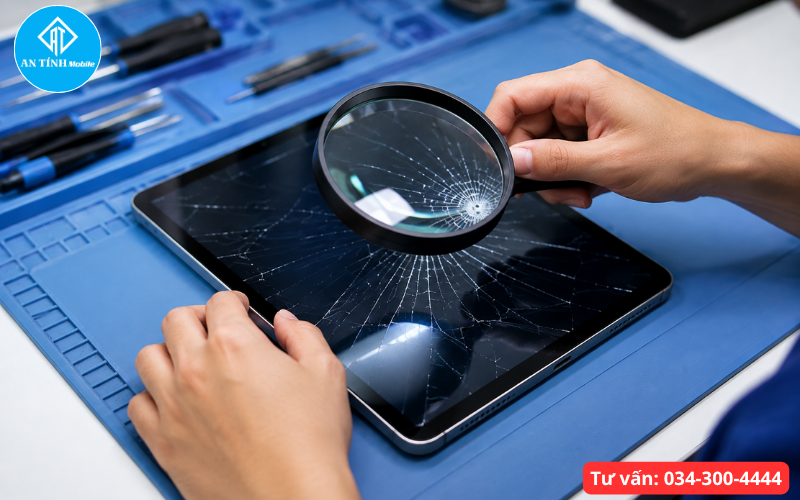 Cấu trúc chi tiết màn hình iPad khi kiểm tra dịch vụ ép kính iPad tại An Tính Mobile